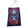 Colorful skull pattern canvas bag, daily storage shopping bag, large-capacity student schoolbag Item Picture